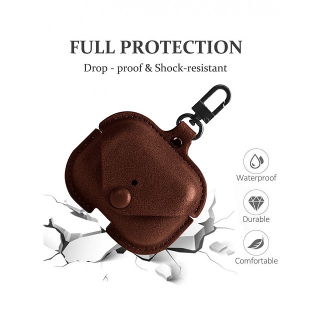AirPods Pro 2 Case Leather Case Cover with Keychain Compatible with Apple AirPods Pro 2nd Generation 2022 Dark Brown