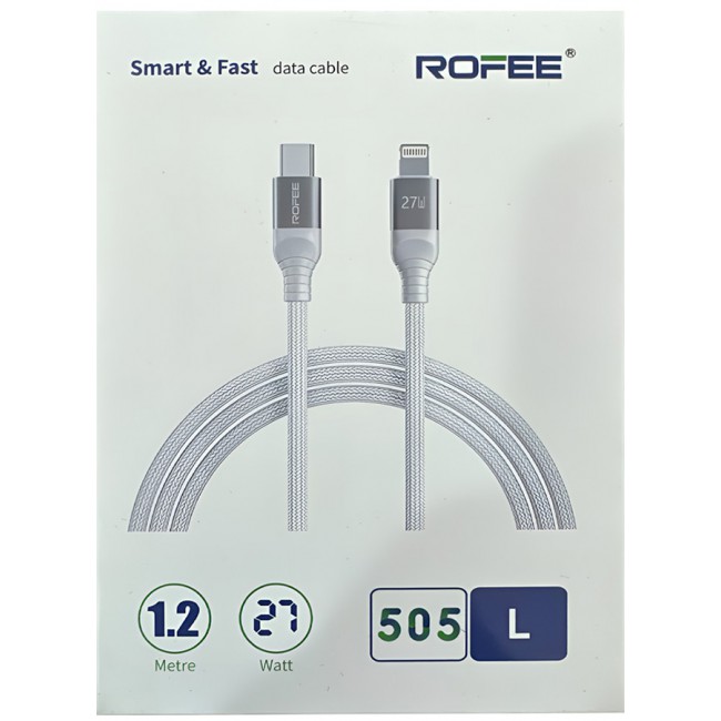 Rofee Fast Charging And Data Transmittion Cable 27W 1.2 Metre C to Lightning Cable Nylon USBC to Lightning Charge Cord for USB C TO Lightning Devices White