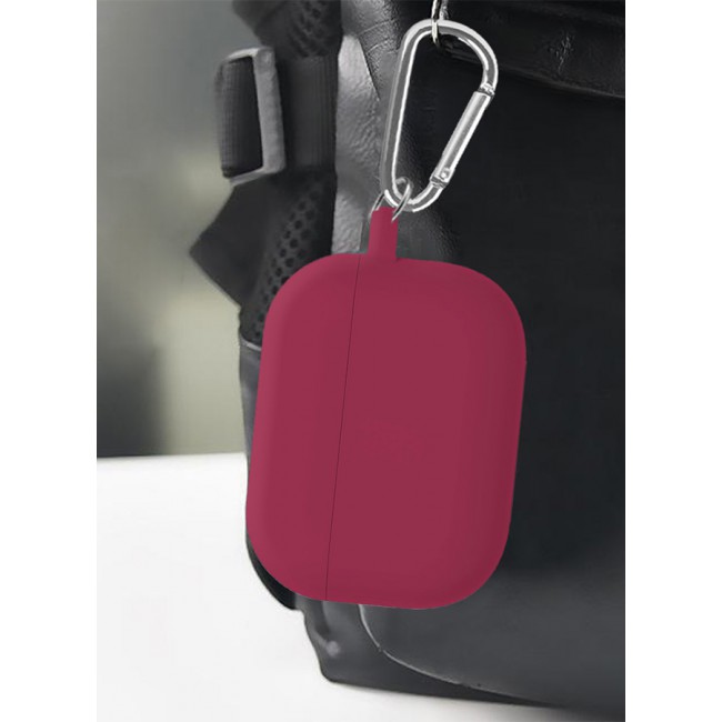 MARGOUN Shockproof Case For Airpod Pro Silicone Protective Case Shockproof Case Ultra Slim Cover with Keychain Carabiner Dark Red