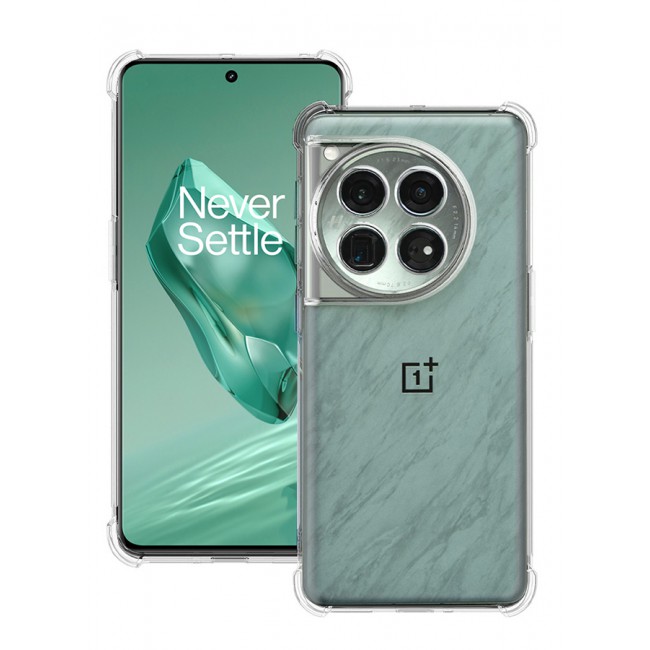 CATANES OnePlus 12 Clear Case Non-Yellowing Transparent Soft Silicone TPU Material 4 Reinforced Airbag Military Grade Drop Protection Anti-Fingerprint Slim Clear