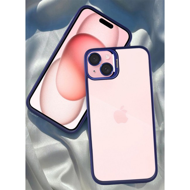 CATANES iPhone 15 Plus Case Cover and Lens Protector Built-in Camera Stand and Compatible with MagSafe Full Body Shockproof Case Clear Blue