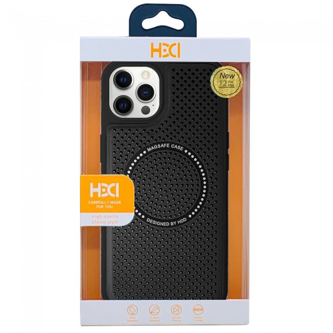 CATANES  For iPhone 12 Pro Max Leather Case MagSafe HDD Back Cover/ Black