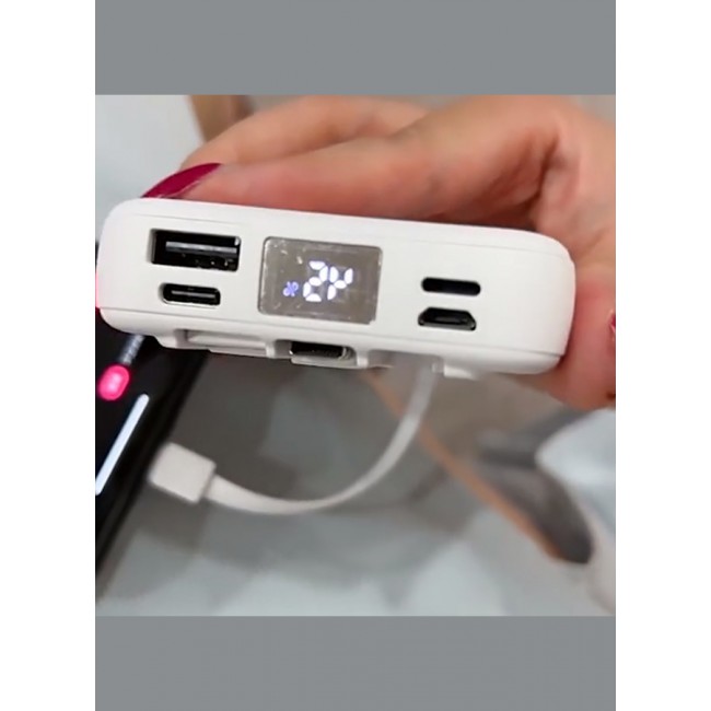 MARGOUN Magnetic Battery Pack 10000mAh Wireless Charging Power Bank with Cable Slim Light-Weight Wireless Charger with LED Indicator White