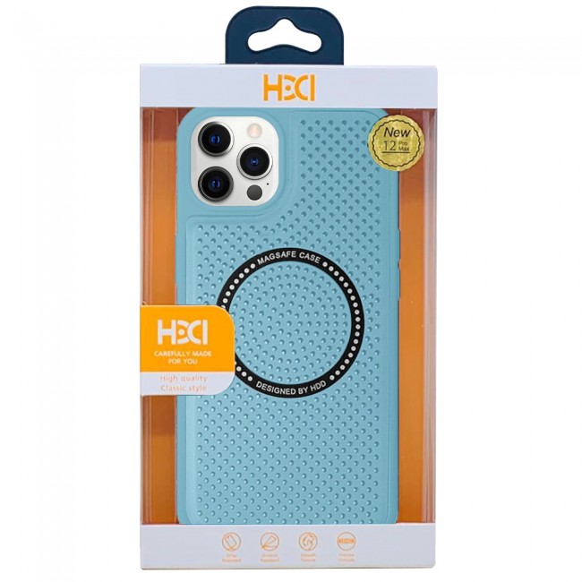CATANES  For iPhone 12 Pro Max Leather Case MagSafe HDD Back Cover/ Sky Blue
