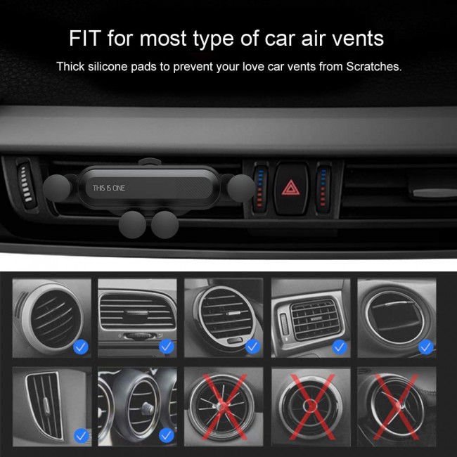 CATANES For Cell Phone Holder For Universal Car Phone Mount Auto Air Vent Gravity Car F-1908 (BLACK)