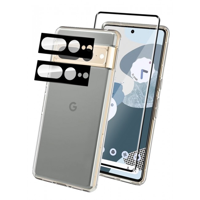 MARGOUN 4 Packs For Google Pixel 7 Pro TPU Case and Screen Protector and 2 Camera Lens Protectors Clear Anti-Yellowing Transparent Shockproof Protective Phone Case Scratch Resistant Cover