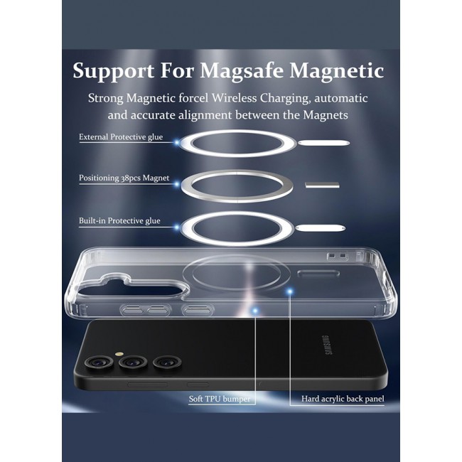 MARGOUN Samsung Galaxy S24 Case Translucent TPU Bumper Shockproof Phone Cover with Built-in Magnet Non-Yellowing Case Cover Compatible with MagSafe