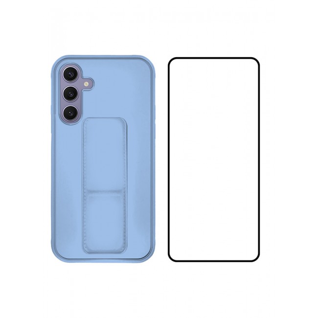 CATANES 2 Packs For Samsung Galaxy S24 Plus Case and Screen Protector Magnetic Stand and Holder Premium Silicone Vertical and Horizontal Hand Strap Grip Multi Stand Cover Light Blue